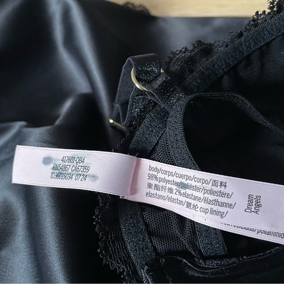 New! Victoria’s Secret wicked satin lace trim midi dress black 47420 - Picture 11 of 13